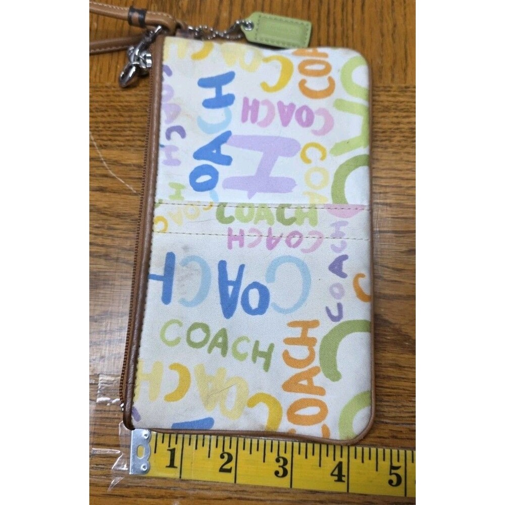 Coach Graffiti Wristlet Strap With Colored Tag & Leather Trim Strap Multicolor - Picture 2 of 13